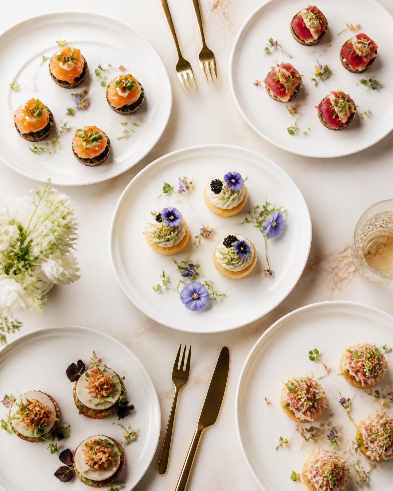 Chef-prepared catering platters arranged for service